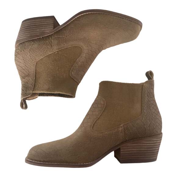 Crown vintage pull on booties brown faux animal croc print size 9 heeled woman’s - Picture 6 of 10